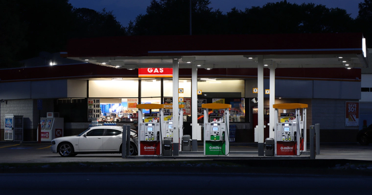 Gas station at night