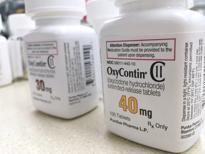 OxyContin bottles on a shelf