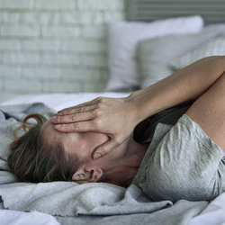 Woman experiencing psychosis from marijuana.