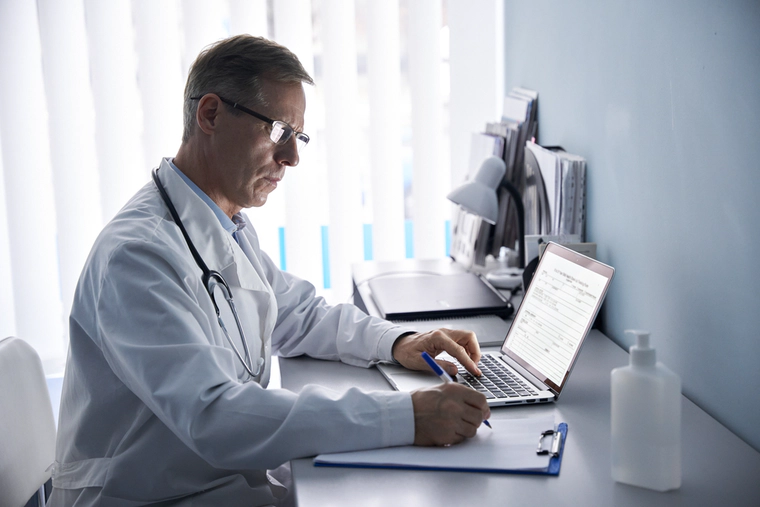 Doctor working in an office