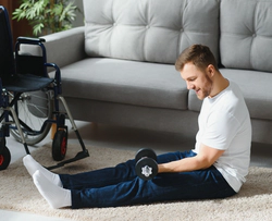 Disabled man exercising