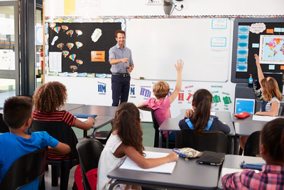 Interactive drug education lesson at school