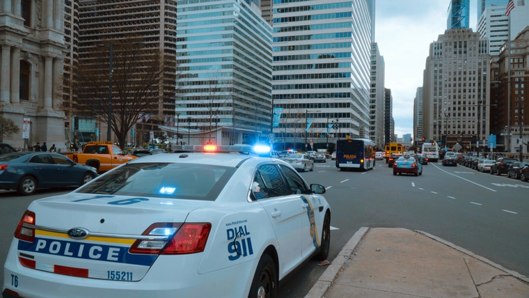 Philadelphia police car on a street