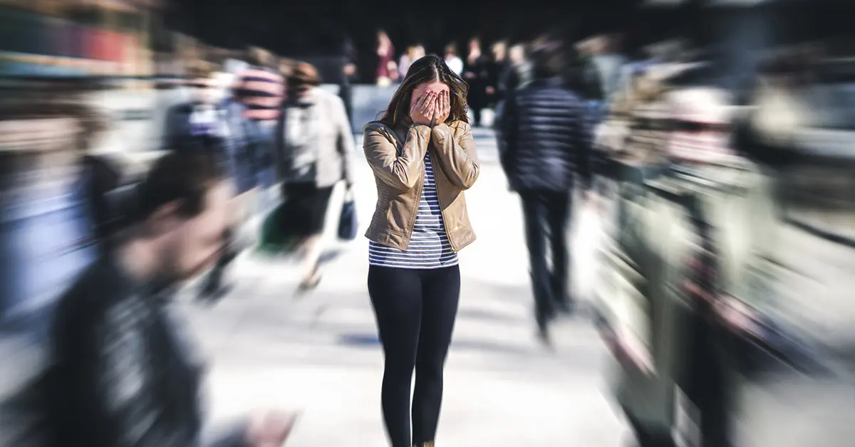 Woman in crowd