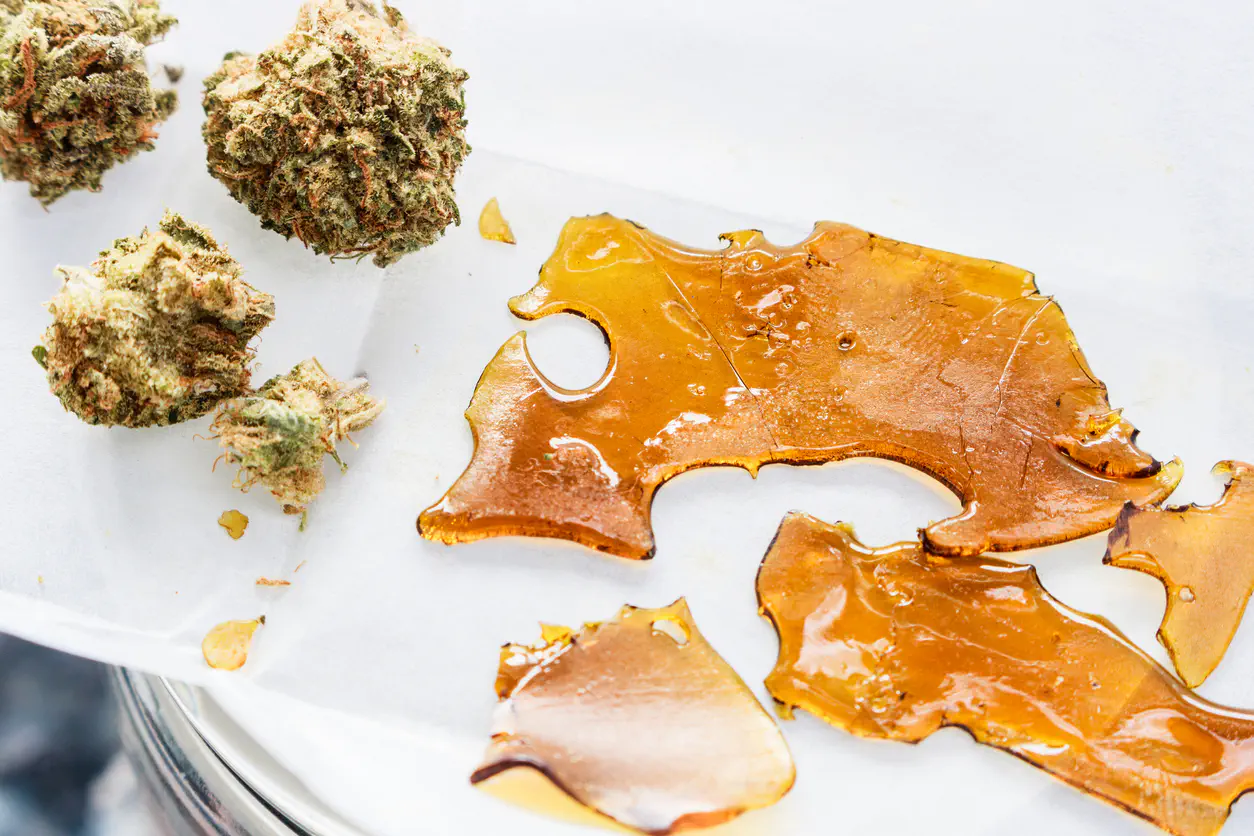 Shatter, wax and marijuana buds